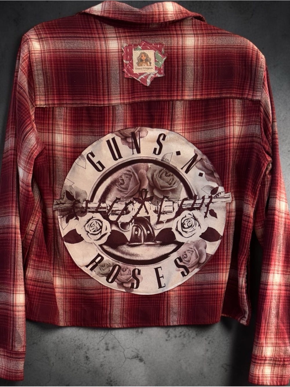 Guns N’ Roses Cropped Flannel Shirt Reworked Band Graphic OOAK